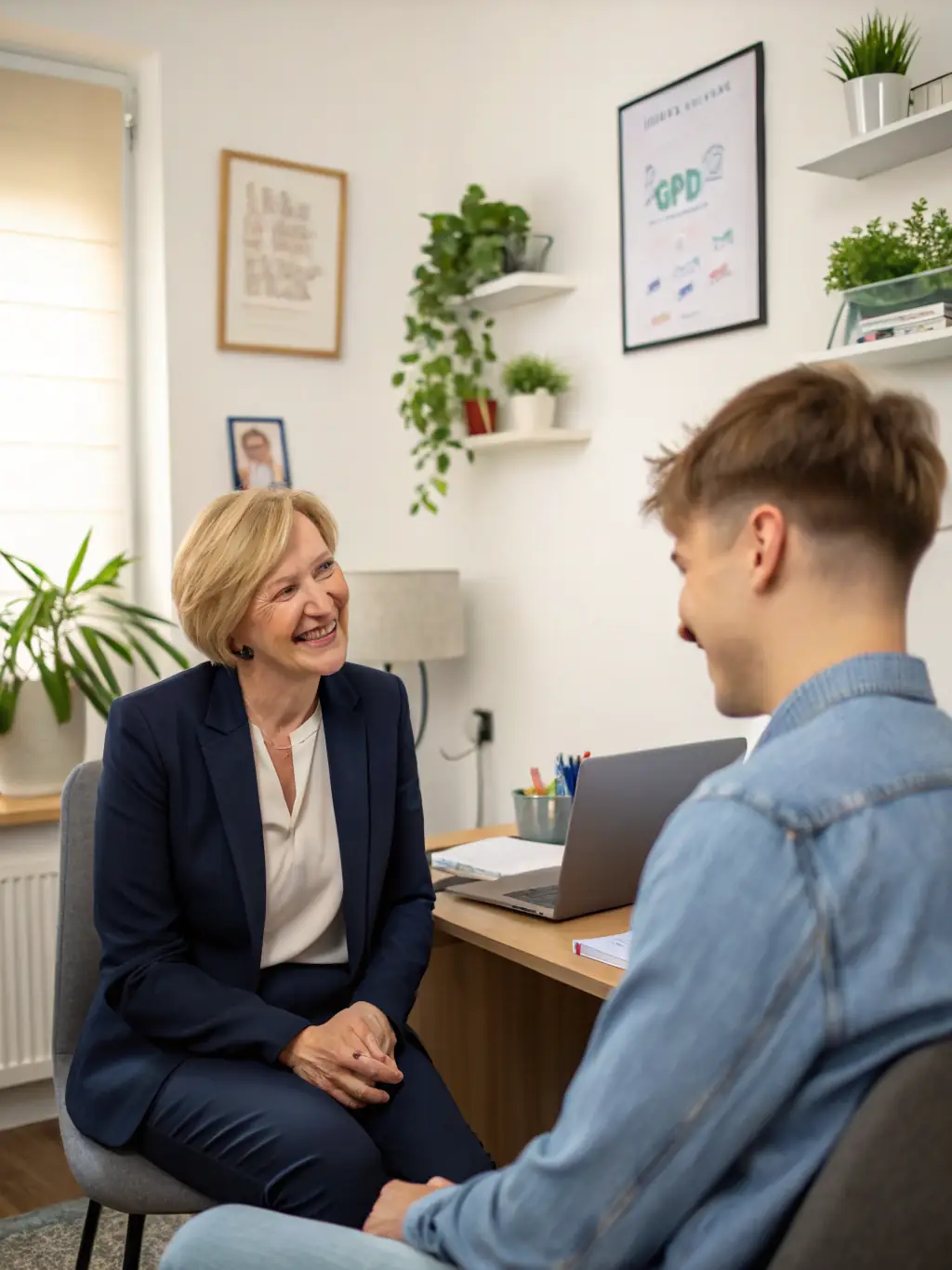 A mentor guiding a young professional woman in a one-on-one coaching session, emphasizing mentorship and guidance.